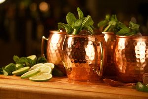Hammered copper mug <b>set</b> royal terrace drink cups reusable premium <b>beverage</b> <b>serving</b> mugs durable finish - Product Image 1