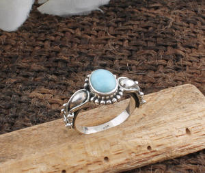 Bague en Larimar bleu naturel en gros, argent sterling 925, pierres précieuses de la République dominicaine, bagues pour femmes, fournisseur de bijoux fins - Product Image 3