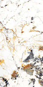 Carreaux de sol en porcelaine blanche avec veines dorées, texture imitation pierre, surface polie, pour usage intérieur salle de bain - Product Image 4