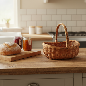 Panier tressé naturel en gros pour l'extérieur, sac à main de randonnée, sac de courses, cadeau en osier pour pique-nique, rangement alimentaire portable, Vietnam - Product Image 2