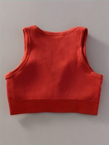 Womens Keyhole Front Fitness Camisole Wide <b>Underbust</b> Band Athletic Yoga Crop Vest Rib Knit Medium Support Training Top - Product Image 4