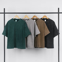 Kaos Oblong Oversize Vintage 100% Katun Dicuci untuk Pria, 275Gsm, Berat, Batik Custom, Polos