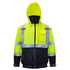 Veste de sécurité haute visibilité avec capuche, imperméable, réfléchissante, vêtements de sécurité d'hiver, haute visibilité, respirante, fermeture éclair, vêtements de travail - Product Image 4