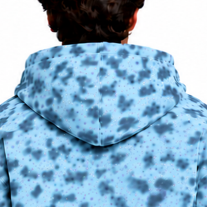 Sky Blue <b>Leopard</b> <b>Print</b> <b>Hoodie</b> Oversized Pullover Streetwear Sweatshirt Heavyweight Fleece Drawstring Pocket Casual Winter Top - Product Image 4