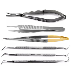 Kit de microchirurgie parodontale dentaire en acier inoxydable, ensemble d'instruments chirurgicaux manuels avec couteaux, porte-aiguilles et ciseaux - Product Image 1