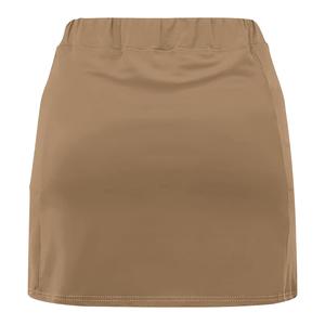 Women Built-In Shorts <b>Elastic</b> Waist Solid Color Asymmetrical Wrap Sport <b>Skirt</b> Breathable Woven Mini Length Orange Polyester - Product Image 3