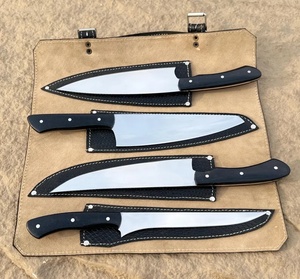 A&M Enterprises Handmade Chef <b>Knife</b> <b>Set</b> with Black Handle and White Pin Detail Survival Professional Hunting <b>Knives</b> - Product Image 2