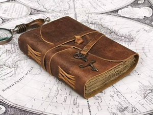 Leather Journal Key <b>Lock</b> <b>Diary</b> with Handmade Deckle Edge Paper Vintage Leather Bound Journal Personalized Gift for Daily Use - Product Image 5