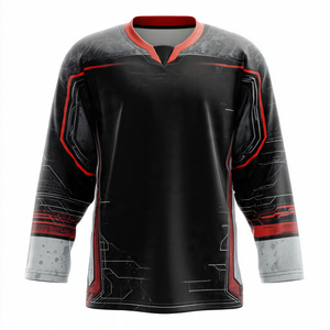 Team Name Number ICE Hockey Printed Jersey Tops V-Neck Long Sleeve 100% Polyester Hockey Jerseys Men - Product Image 5