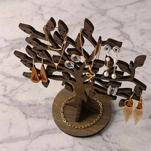 Tree Shape Wooden Jewelry Organizer For Earrings Necklaces Rings And <b>Bracelet</b> Display Stand Home Decor Organization From India - Product Image 5
