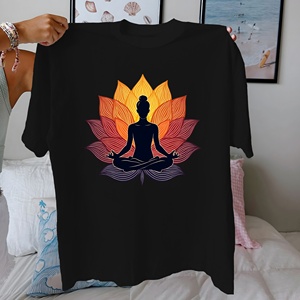 Meditación Pose meditativa con Lotus Camiseta de algodón puro Mujer ajuste cómodo - Product Image 2