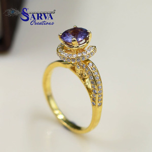 Alexandrite 925 Sterling Silver Gold Plated Halo <b>Ring</b> with <b>Cubic</b> <b>Zirconia</b> Accents Elegant Women Engagement <b>Wedding</b> Jewelry Gift - Product Image 1