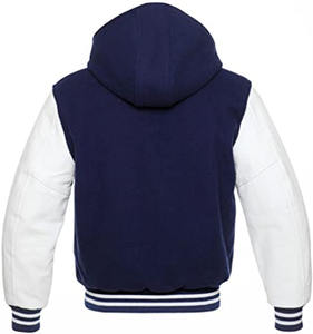 Blouson universitaire tendance pour homme, style vintage, vêtement d'hiver, avec logo brodé personnalisé, en cuir, type bomber de baseball - Product Image 3