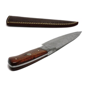 Custom Hand Forged Damascus Chef Knife with Leather Sheath <b>Wooden</b> Handle Professional Kitchen <b>Slicing</b> Knife OEM ODM Wholesale - Product Image 4
