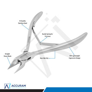 Coupe-ongles professionnel Accuram pour doigts et orteils, pince à cuticules, coupe-ongles à mâchoires affûtées en acier inoxydable, podologie, manucure, ouverture large des mâchoires - Product Image 5