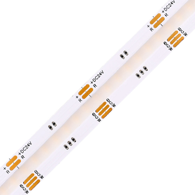 ISO9001 UL TUV CE ROHS 5Pin 12mm DC24V Flexible FOB COB RGBWW COB840LEDs RGBW LED Light Strip with Voice Control Copper Body