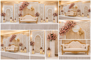 Fabricante y proveedor de decoración para escenarios de recepciones reales, paneles de fondo para bodas de lujo, blancos, marroquíes, cortados con láser, para grandes eventos. - Product Image 2