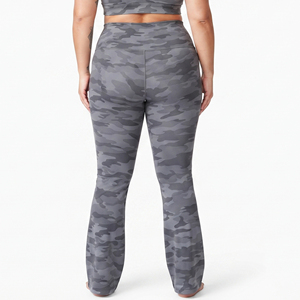 Camo Printed Plus Size <b>Leggings</b> Women <b>Flare</b> Leg Elastic Waist Yoga Pants Gym Workout Wear <b>Flare</b> Tights Polyester Printed Tights - Product Image 2