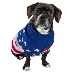 Suéter para Perro de Punto Grueso Patriot, Diseño de Estrella de la Independencia, Cuello Alto Acanalado, Ropa para Mascotas - Product Image 2