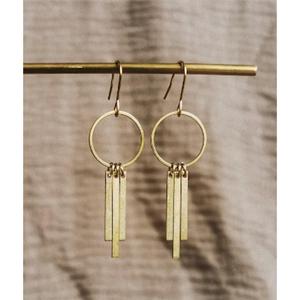 Geometric Drop <b>Earrings</b> Antique Bronze Plated Brass Unisex Vintage Style Fashion Dangle <b>Earrings</b> - Product Image 3