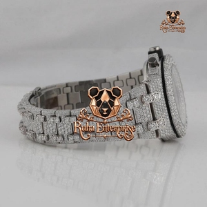 Montre en quartz sertie de diamants moissanite, bracelet en acier inoxydable, montre-bracelet, bijoux de luxe, cadeau de mode - Product Image 5