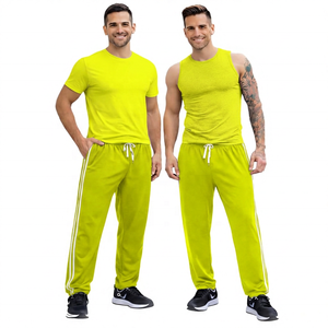 Pantalon de survêtement décontracté pour homme, couleur unie, avec cordon de serrage, poches latérales, respirant, mélange polyester-coton, longueur intégrale - Product Image 4