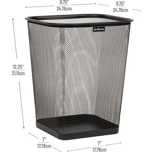 Set di 2 Cestini per Rifiuti in Rete Metallica Nera Quadrati per Ufficio - Product Image 2