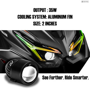 AJ <b>LIGHT</b> DESIGN AEROX <b>LED</b> Headlight Motorcycle Lighting Upgrade Front Accessory 35W 2 Lens Made Taiwan <b>Plug</b> n Play DRL App - Product Image 4