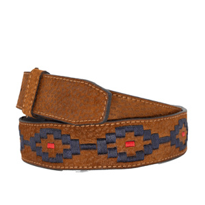 Polo en cuir de vachette brodé sur mesure, cuir véritable de qualité supérieure, motif géométrique formel, haute résistance pour les marques de mode - Product Image 3