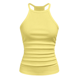<b>Womens</b> Ribbed Racerback Tank <b>Top</b> Sleeveless Slim Fit Stretch Knit Camisole Casual Summer Soft Breathable Daily Wear <b>Yellow</b> - Product Image 3
