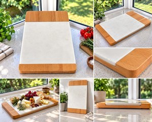 Nueva llegada de stock: Tabla de queso de mármol de primera calidad, hecha a mano, sostenible, apta para lavavajillas, bandeja para servir y cortar charcutería. - Product Image 3