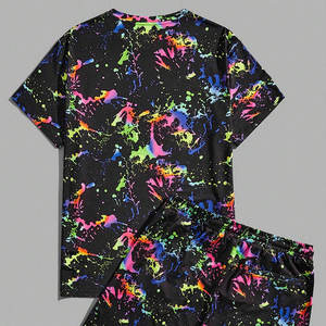 Ensemble de shorts décontractés pour hommes, été, t-shirt à manches courtes, shorts assortis, couleur unie, ensemble de survêtement 2 pièces - Product Image 2