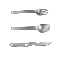 Ensemble de couverts multifonctions en titane - Cuillère, fourchette, couteau