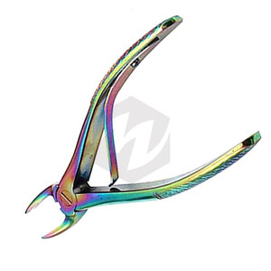 Forceps d'extraction dentaire manuels en acier inoxydable de haute qualité, multicolores arc-en-ciel, instruments pédiatriques - Product Image 4