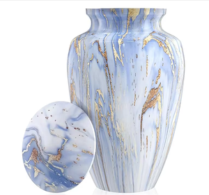 Nouvelle Urne Funéraire Classique Bleue et Blanche en Métal pour Adultes, 200 Pouces Cubiques, Écologique, Designs Personnalisables - Product Image 4