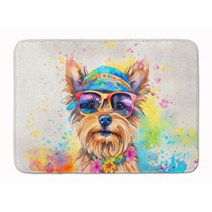 Yorkshire Terrier Hippie Dawg tapis de bain en mousse à mémoire lavable en Machine Anti-Fatigue tapis de cuisine coussin de confort pour bain cuisine - Product Image 1