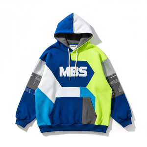 Sweat-shirt à capuche streetwear hip-hop de haute qualité 2024 pour homme, en molleton épais, coupe oversize, avec patchwork graphique et blocs de couleur - Product Image 6