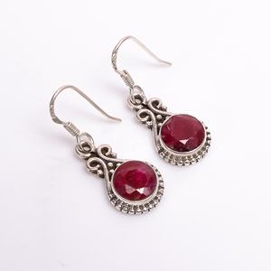 Pendientes de aro de diseñador étnico bohemio de Plata de Ley 925 a la moda, piedras preciosas de rubí Natural, oro de 14K para fiestas de boda o regalos - Product Image 2