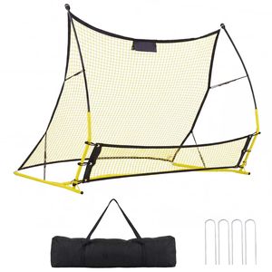 Rete da Calcio Rimbalzante 2-in-1 per Bambini con Pali in Fibra di Vetro Rinforzati e Tubo in Ferro per Allenamento Individuale di Passaggi - Product Image 1
