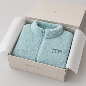 Veste Teddy en polaire bleu clair pour homme, col montant, fermeture éclair, vêtement d'extérieur décontracté pour l'hiver, coupe classique, doublure en sherpa - Product Image 6