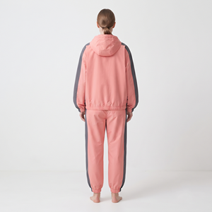 Custom Design Women's Cropped Nylon Full <b>Zip</b> Sports Jacket with Oversized Side Stripe Drawstring Jogger Pants Tracksuit Set - Product Image 6