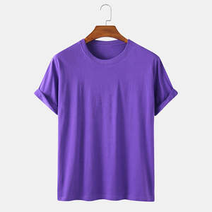 T-shirt décontracté d'été pour homme, col rond, manches courtes, en coton premium, violet doux, collection 2026 - Product Image 5