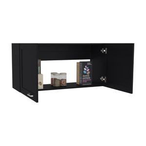 Zurich Double Door Wide Wall Cabinet Black One Shelf <b>Kitchen</b> <b>Storage</b> Utility Rack - Product Image 5