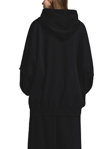 Sweat à capuche Raw Edge en molleton de coton double couche, respirant, séchage rapide, écologique, coupe ample. - Product Image 4