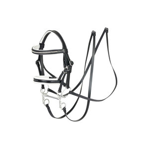 บังเหียนหนังม้าที่มีกระดุมเงินและแหวนโลหะ - Product Image 1