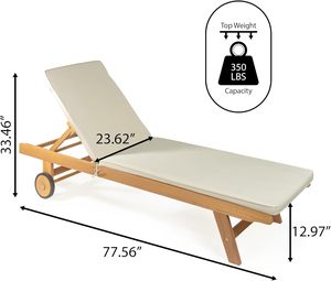 Chaise longue en teck avec coussin, lit de repos extérieur au bord de la piscine, design contemporain pour villa, hôtel, mobilier de resort - Product Image 5