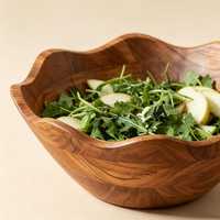 Bol à salade en bois artisanal Curio Craft, design Wabi Sabi, finition naturelle non enduite, écologique, non toxique, idéal pour offrir