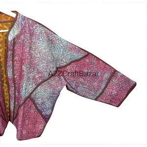 Handmade Breathable Cotton Kantha Printed Nonwoven Quilted <b>Patchwork</b> <b>Jacket</b> Women Boho Vintage Hippie Floral Winter - Product Image 5