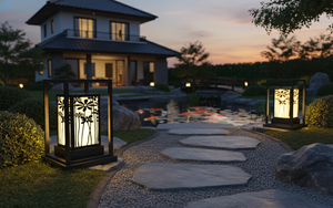 Waterproof Modern Square Outdoor Wall <b>Sconce</b> Decorative Minimalist Pattern AC 200V E27 IP65 Stainless Steel Black - Product Image 6