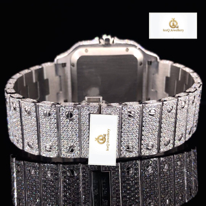 Reloj de Lujo con Diamantes de Moissanita al por Mayor para Hombre, Estilo Hip Hop Bling, Esfera con Números Romanos, Correa de Acero Inoxidable - Product Image 2